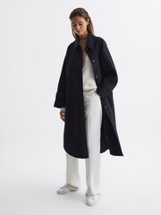 Reiss Navy Carmen Blindseam Cape Coat - Image 6 of 9