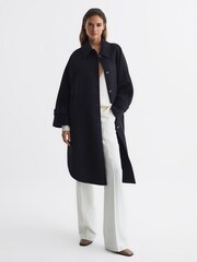 Reiss Navy Carmen Blindseam Cape Coat - Image 8 of 9