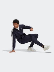 adidas Navy Sportswear Basic 3-Stripes French Terry Tracksuit - Image 4 of 9