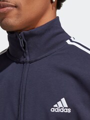 adidas Navy Sportswear Basic 3-Stripes French Terry Tracksuit - Image 5 of 9