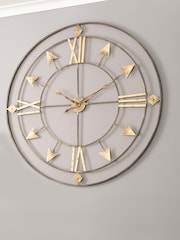 Pacific Antique Grey And Gold Metal Large Round Wall - Image 1 of 4