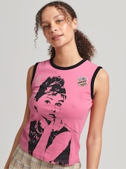 Superdry Pink 100% Cotton Allstars AH Graphic Vest Top - Image 1 of 4