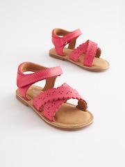 Pink Wide Fit (G) Cross Strap Sandals - Image 1 of 4