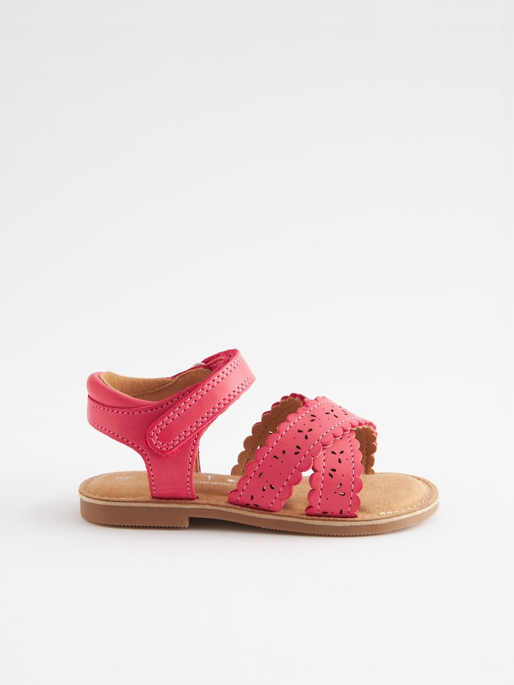 Pink Wide Fit (G) Cross Strap Sandals - Image 2 of 4