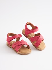Pink Wide Fit (G) Cross Strap Sandals - Image 3 of 4