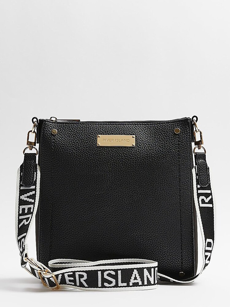 River Island Clean Structured Black Messenger - Image 1 of 5