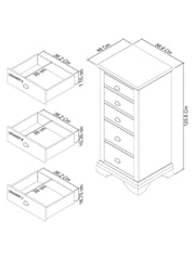 Bentley Designs White Hampstead 5 Drawer Tall Chest - Image 2 of 2