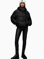 AllSaints Black 100% Cotton Puffer Jacket - Image 3 of 8