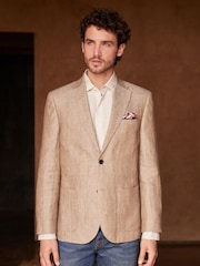 Nevtralna srtastim vzorcem - Laneni blazer Signature Leomaster - Slika 3 iz 13