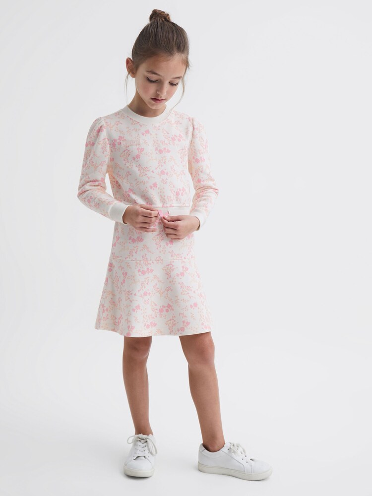 Reiss Pink Print Maeve Junior Relaxed Jersey Dress - Image 1 of 7 Reiss Pink Print Maeve Junior Relaxed Jersey Dress - Image 1 of 7