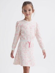 Reiss Pink Print Maeve Junior Relaxed Jersey Dress - Image 3 of 7