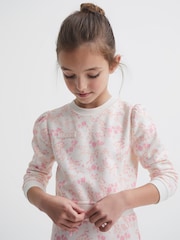 Reiss Pink Print Maeve Junior Relaxed Jersey Dress - Image 4 of 7
