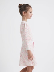 Reiss Pink Print Maeve Junior Relaxed Jersey Dress - Image 6 of 7