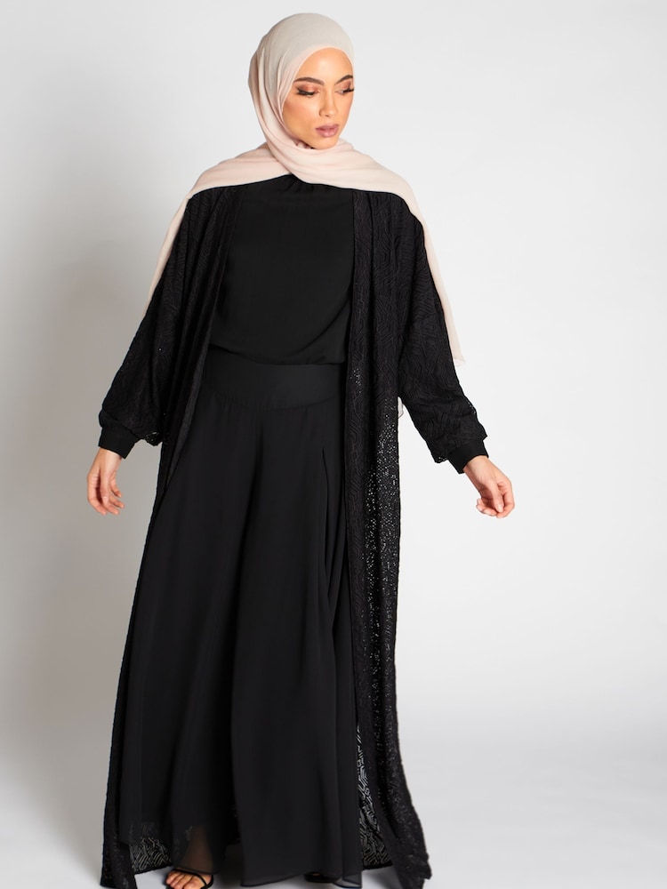 Aab Black Lattice Geo Print Kimono - Image 1 of 5