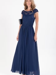 Jolie Moi Blue Basia Bridesmaid Lace Bodice Maxi Dress - Image 1 of 6