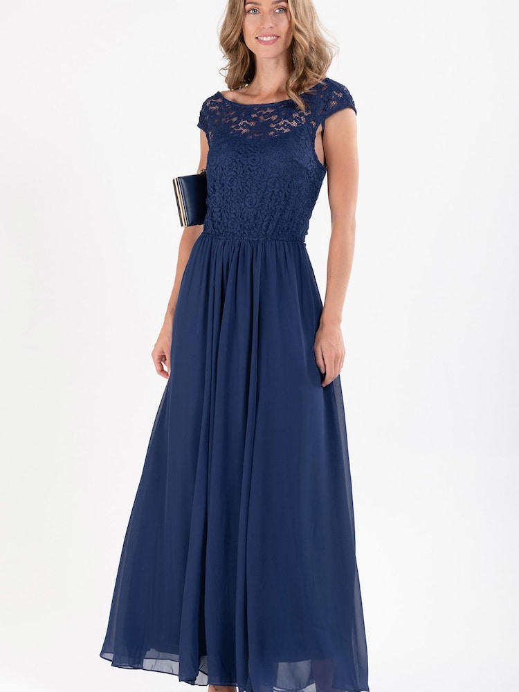 Jolie Moi Blue Basia Bridesmaid Lace Bodice Maxi Dress - Image 1 of 6 Jolie Moi Blue Basia Bridesmaid Lace Bodice Maxi Dress - Image 1 of 6