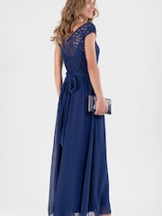 Jolie Moi Blue Basia Bridesmaid Lace Bodice Maxi Dress - Image 2 of 6