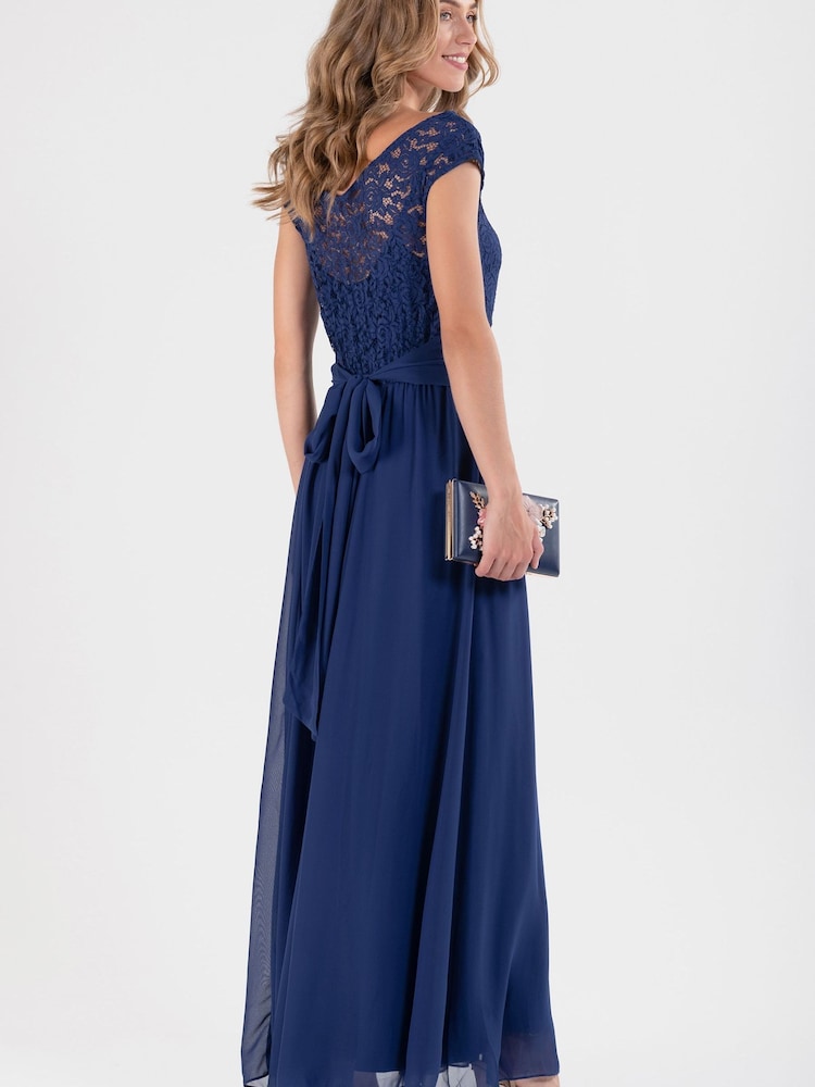 Jolie Moi Blue Basia Bridesmaid Lace Bodice Maxi Dress - Image 2 of 6 Jolie Moi Blue Basia Bridesmaid Lace Bodice Maxi Dress - Image 2 of 6