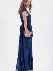 Jolie Moi Blue Basia Bridesmaid Lace Bodice Maxi Dress - Image 5 of 6