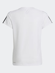 adidas White Sportswear Train Essentials Aeroready 3 Stripes Slim Fit Training T-Shirt - Image 3 of 6