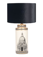 Pacific Black Wren Tall Black and Cream Print Ceramic Table Lamp - Image 3 of 3