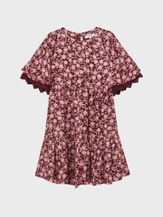 Reiss Pink Alivia Junior Lace Sleeve Printed Dress - Image 2 of 8