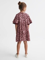 Reiss Pink Alivia Junior Lace Sleeve Printed Dress - Image 5 of 8