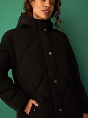 F&F Diamond Quilted Duvet Black Coat - Image 4 of 5