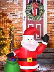 Homcom Red Outdoor 4ft Inflatable Santa Decoration - Image 1 of 5