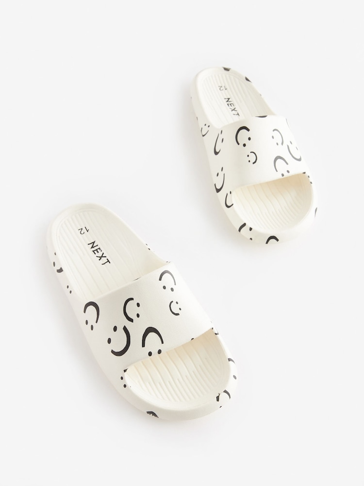Cream Smiley Face Lightweight Sliders - Image 1 of 5