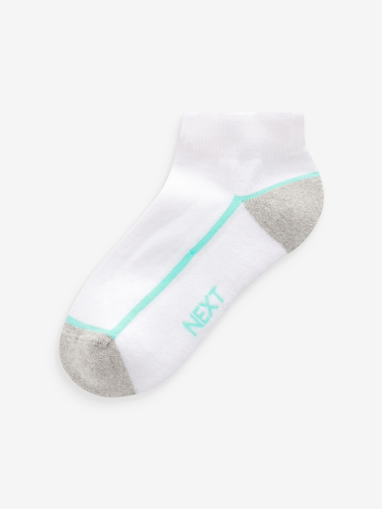 White/Blue Cushioned Footbed Trainer Socks 7 Pack - Image 2 of 9