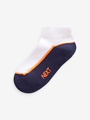 White/Blue Cushioned Footbed Trainer Socks 7 Pack - Image 3 of 9