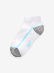White/Blue Cushioned Footbed Trainer Socks 7 Pack - Image 5 of 9