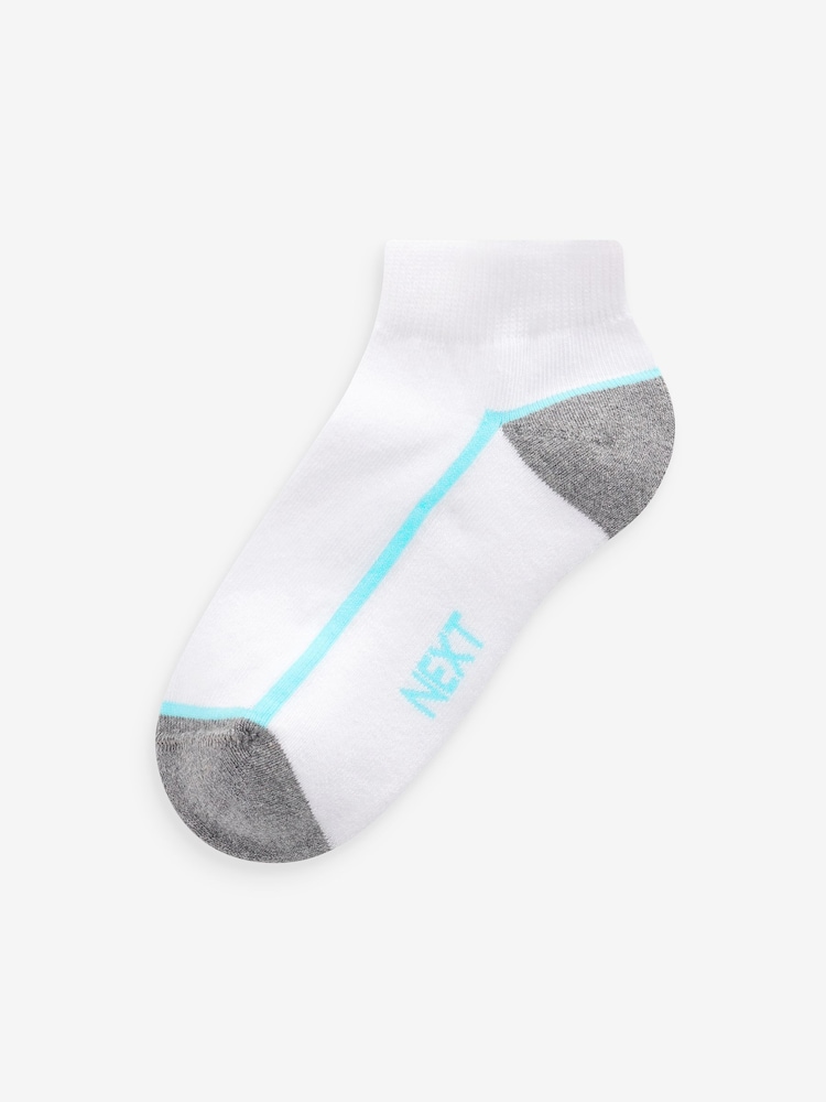 White/Blue Cushioned Footbed Trainer Socks 7 Pack - Image 5 of 9