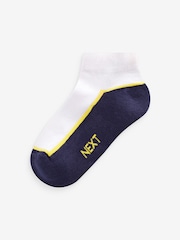 White/Blue Cushioned Footbed Trainer Socks 7 Pack - Image 6 of 9