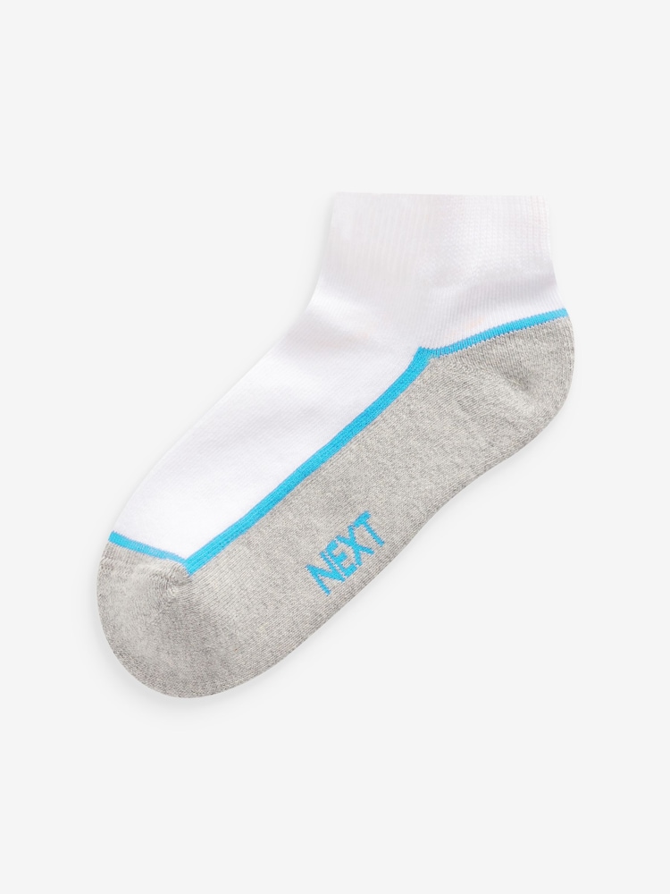 White/Blue Cushioned Footbed Trainer Socks 7 Pack - Image 7 of 9