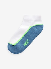 White/Blue Cushioned Footbed Trainer Socks 7 Pack - Image 8 of 9