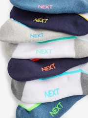White/Blue Cushioned Footbed Trainer Socks 7 Pack - Image 9 of 9