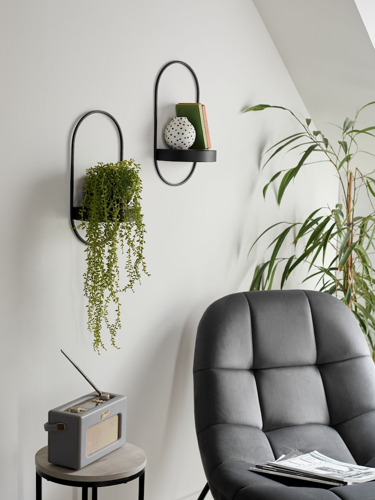 Set of 2 Black Wall Shelves - Image 2 of 7