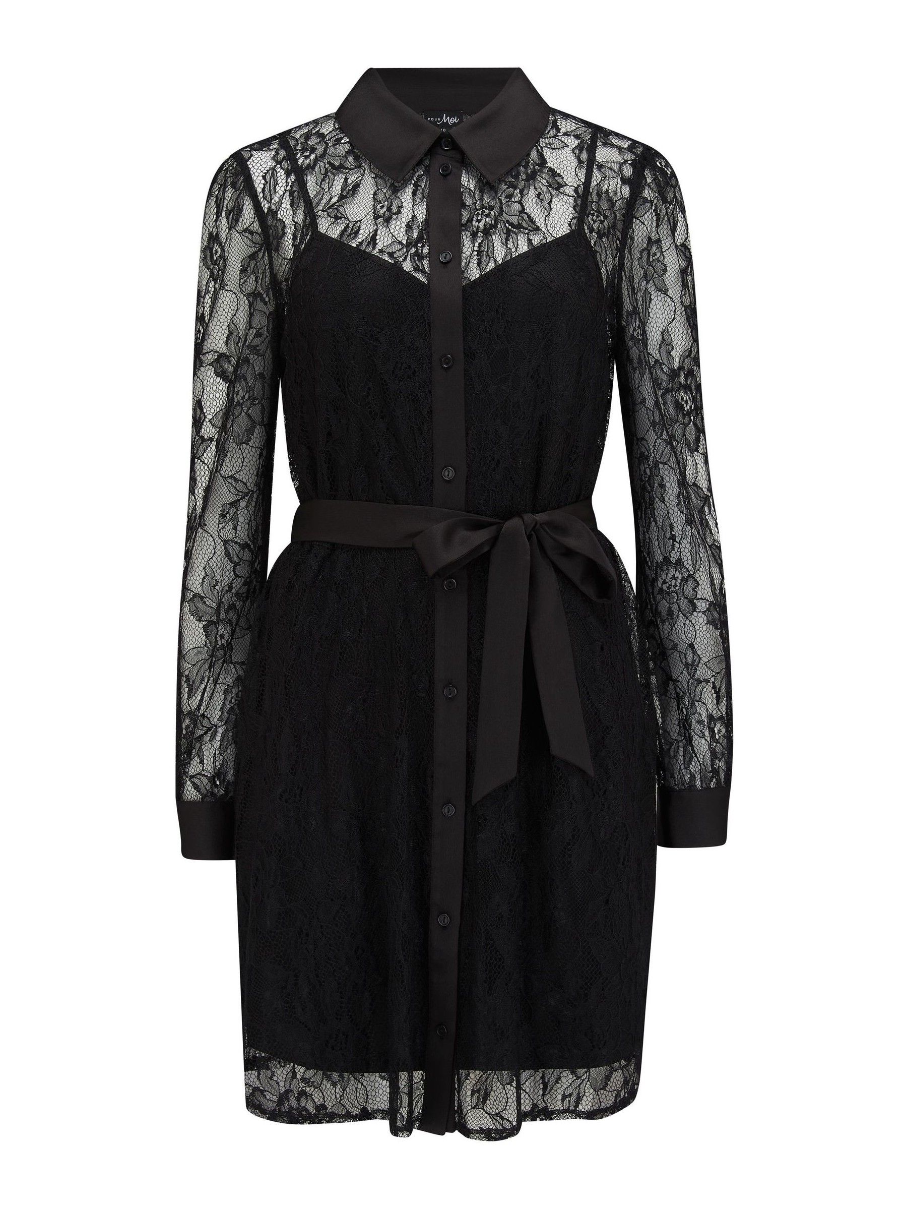 Long lace shirt dress discount