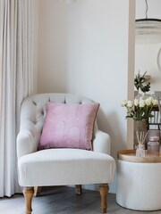 Chapter B Pink Curved Plush Velvet Cushion - Image 1 of 5