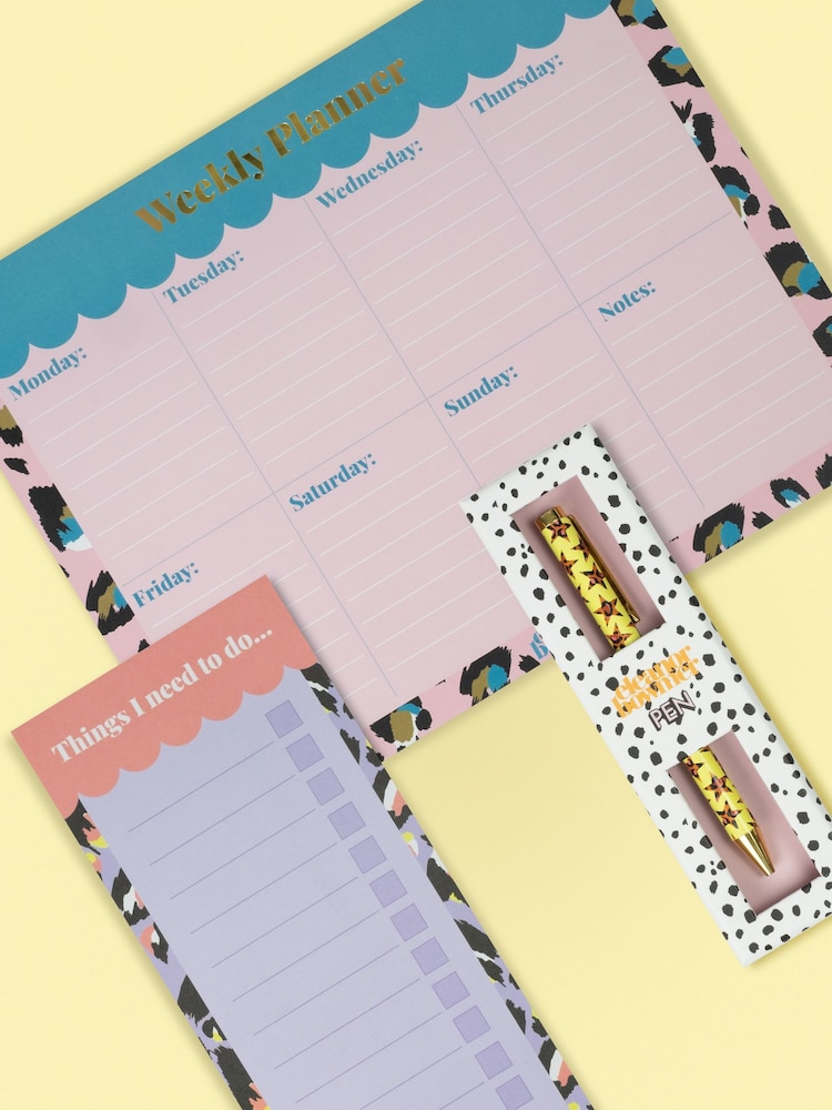 Eleanor Bowmer Multi Leopard Print Stationery Set - Image 1 of 1