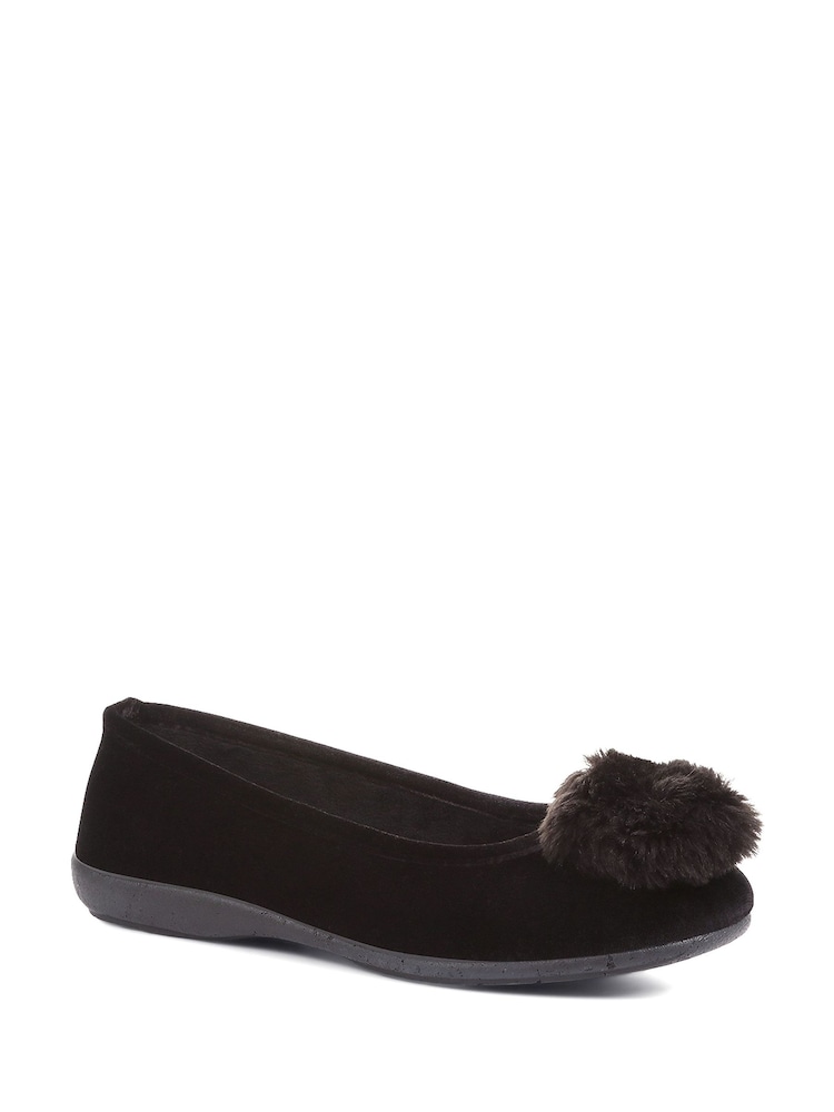 Jones Bootmaker Black Erika Pom Pom Slippers - Image 3 of 6