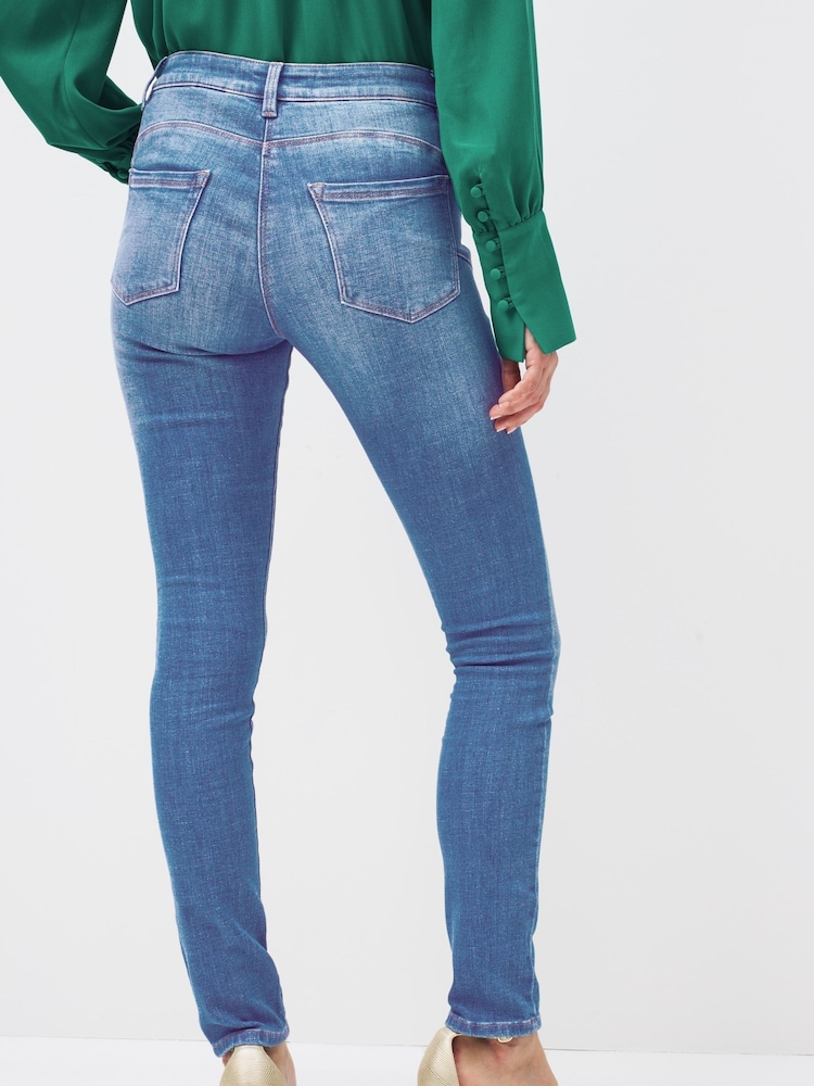 Bleu moyen - Jeans skinny liftée, slim et forme à simple bouton - Image 3 of 5