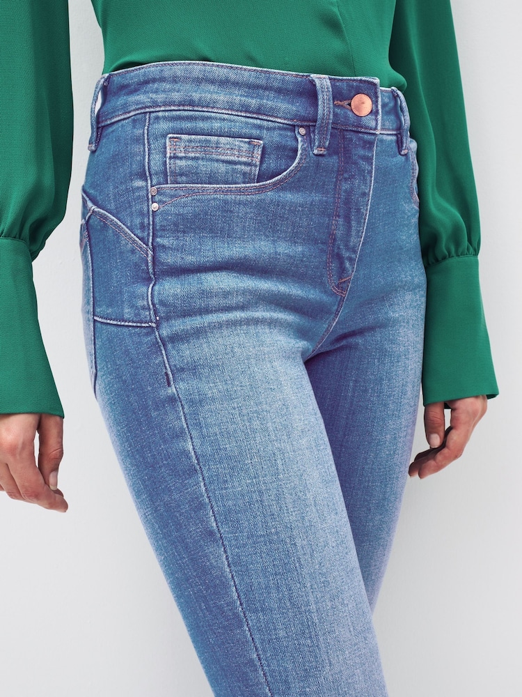 Bleu moyen - Jeans skinny liftée, slim et forme à simple bouton - Image 4 of 5