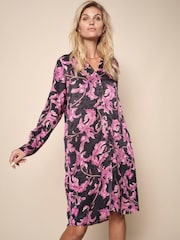 Mos Mosh Cari Crawl Long Sleeve Jaquard Black Dress - Image 1 of 3