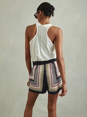Reiss Navy Print Lilly Satin Striped Shorts - Image 5 of 6