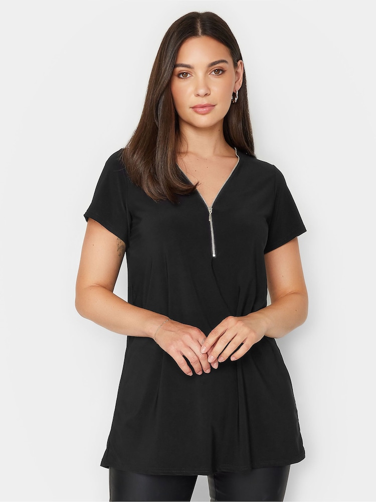 Long Tall Sally Zip Detail T-Shirt - Image 1 of 4 Long Tall Sally Zip Detail T-Shirt - Image 1 of 4