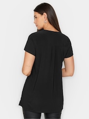 Long Tall Sally Black Zip Detail T-Shirt - Image 2 of 4