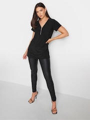 Long Tall Sally Black Zip Detail T-Shirt - Image 3 of 4
